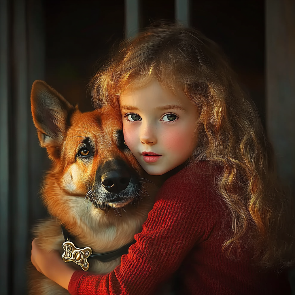 A little girl hugging her pet dog | Source: no source