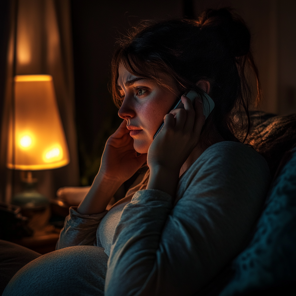 A pregnant woman on a phone call | Source: no source