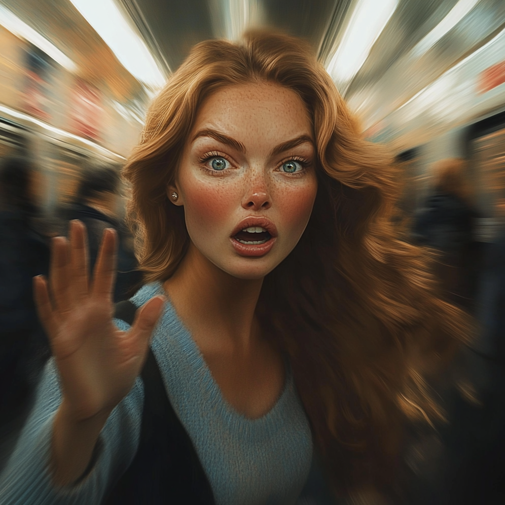 A startled woman running after someone | Source: no source