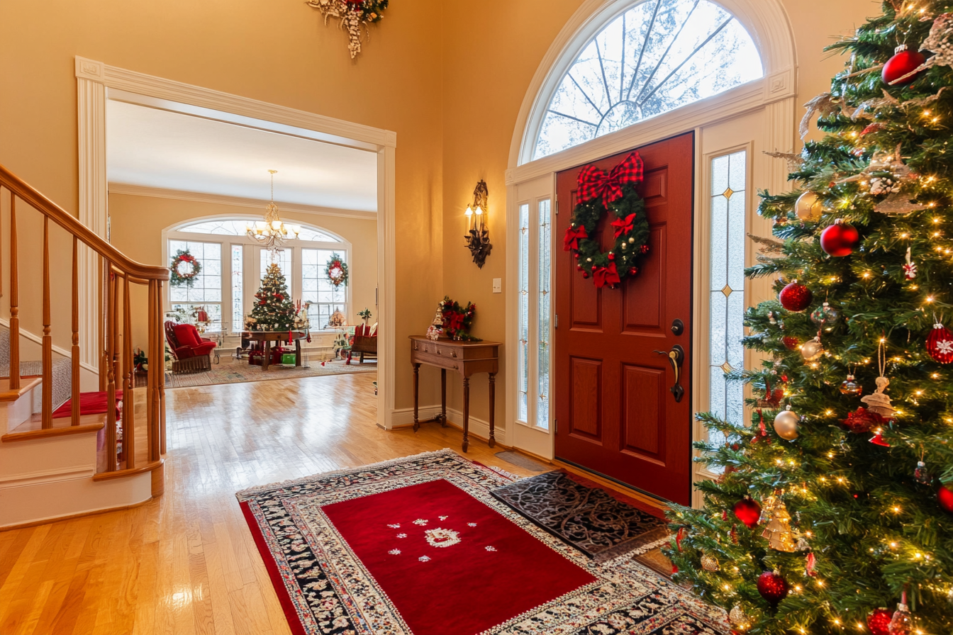 A home entrance hall decorated for Christmas | Source: no source