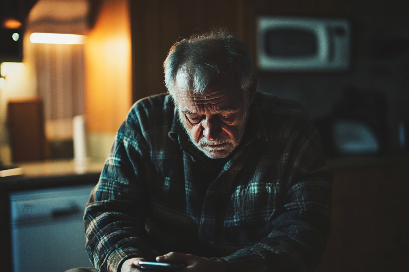 A man staring sadly at his cell phone | Source: No source