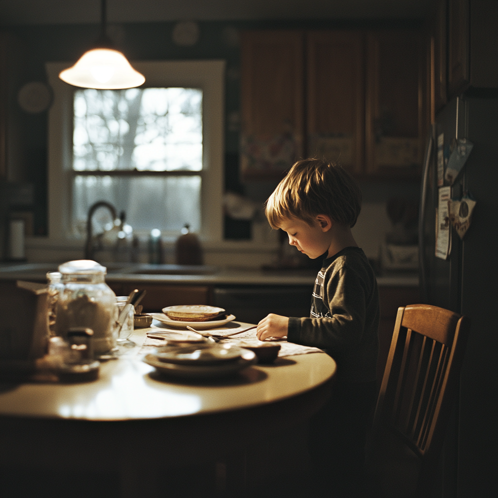 A boy setting the table | Source: No source