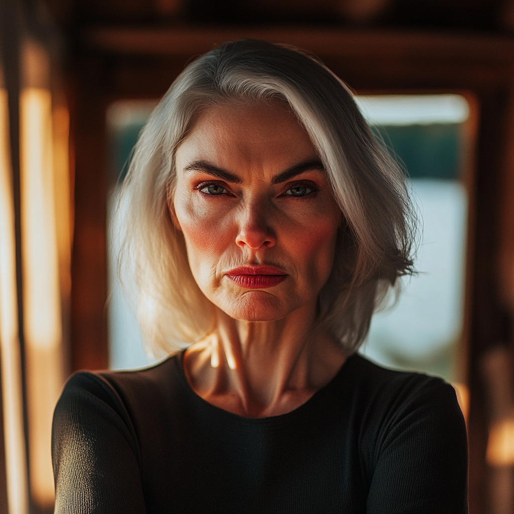 An older woman staring grimly | Source: No source