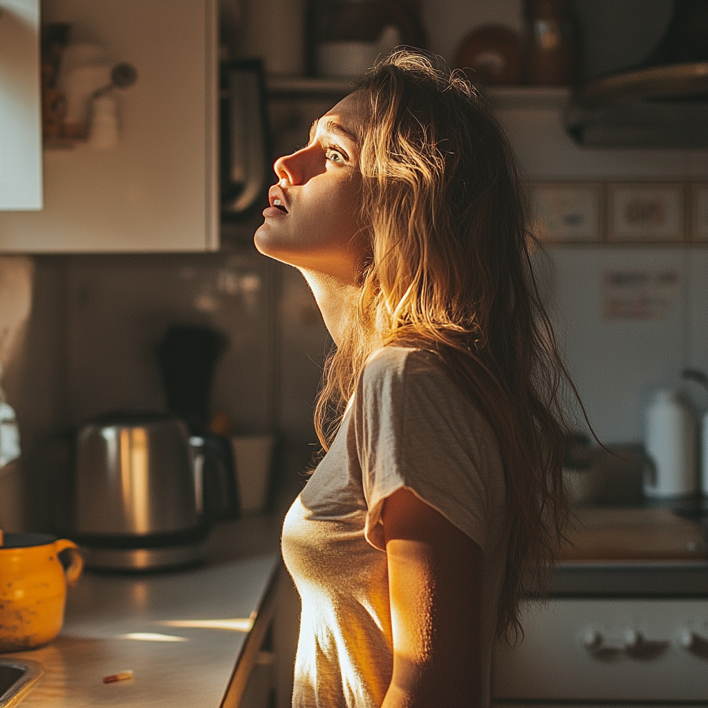 A panicked woman in the kitchen | Source:  no source