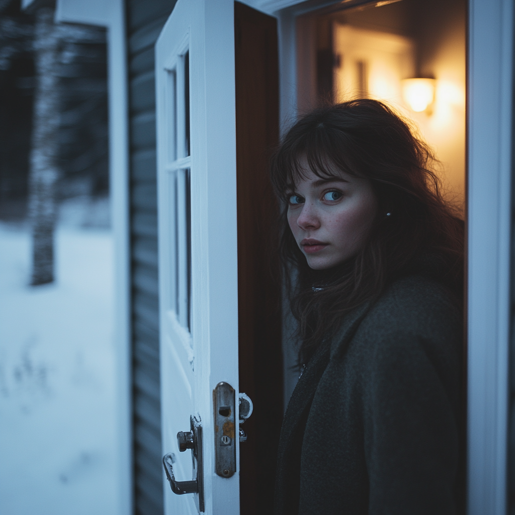 A confused woman opening her door | Source: No source