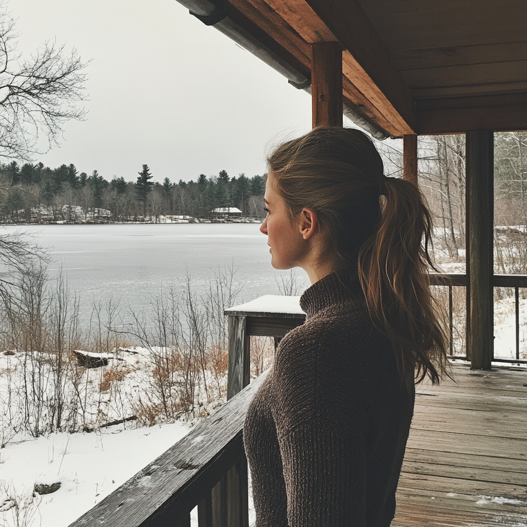 A woman standing on a porch | Source: No source