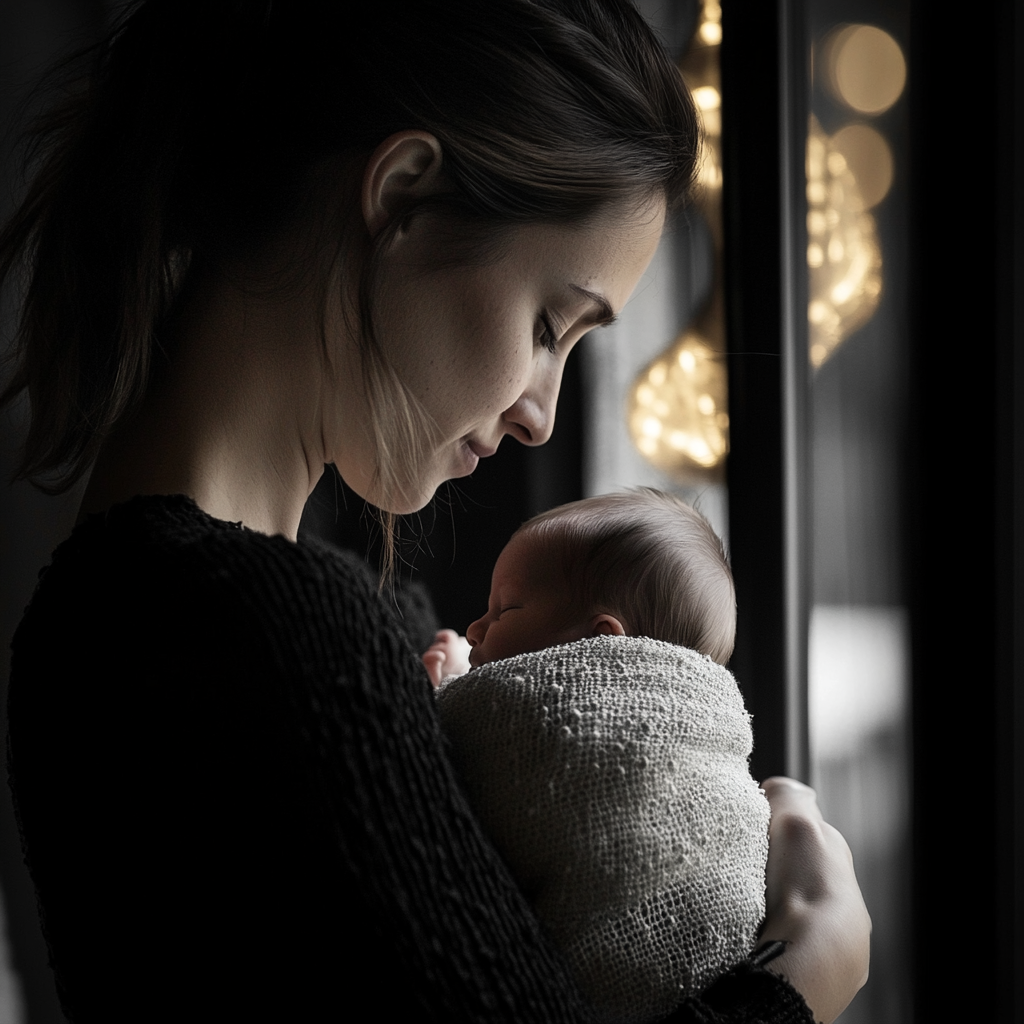 Woman holding a newborn baby | Source: No source