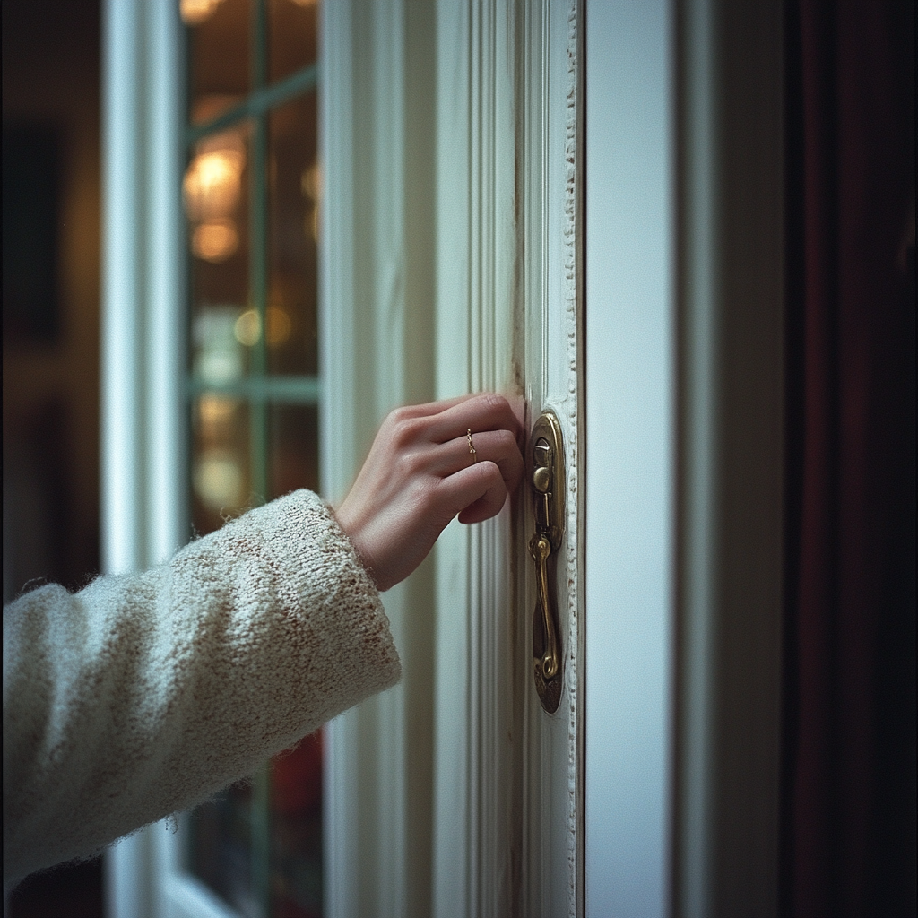 A woman knocking on a door | Source: no source
