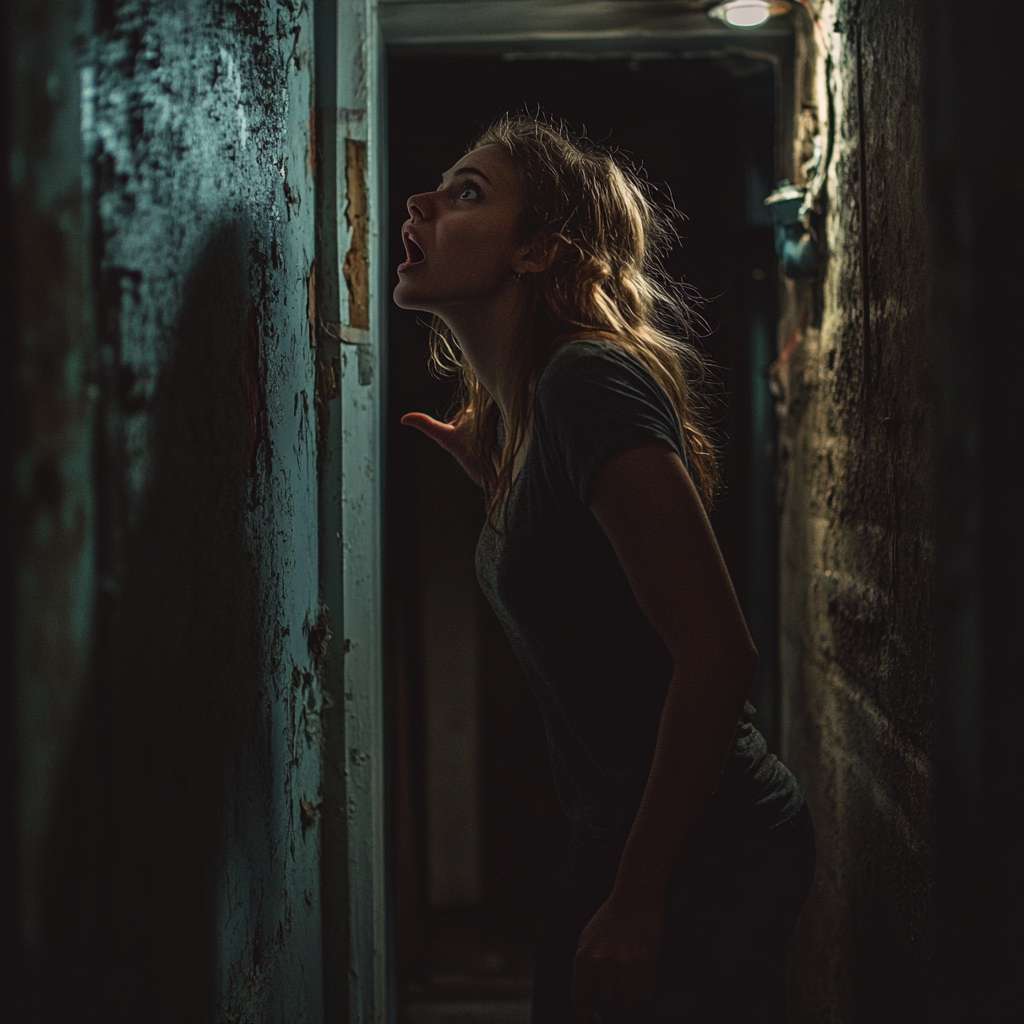 A woman shouting in the basement | Source: No source