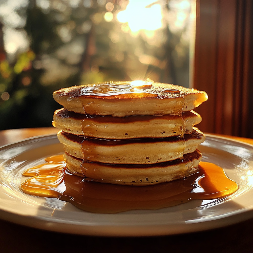 A stack of pancakes and syrup | Source: no source