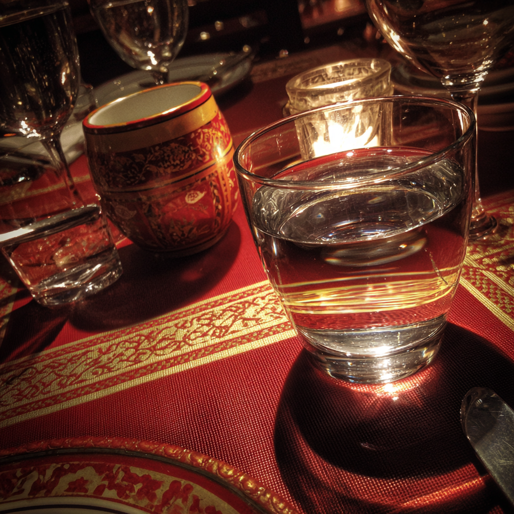 A glass of water on a table | Source: no source