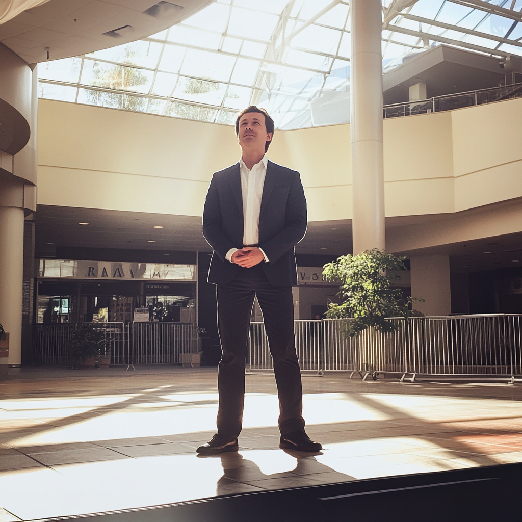 A man standing in a mall | Source: no source