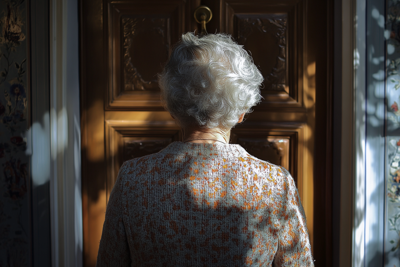 Senior woman knocking on a door | Source: No source