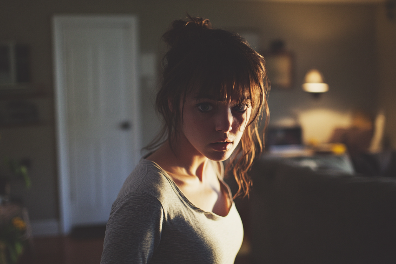 A serious woman in a living room | Source: no source