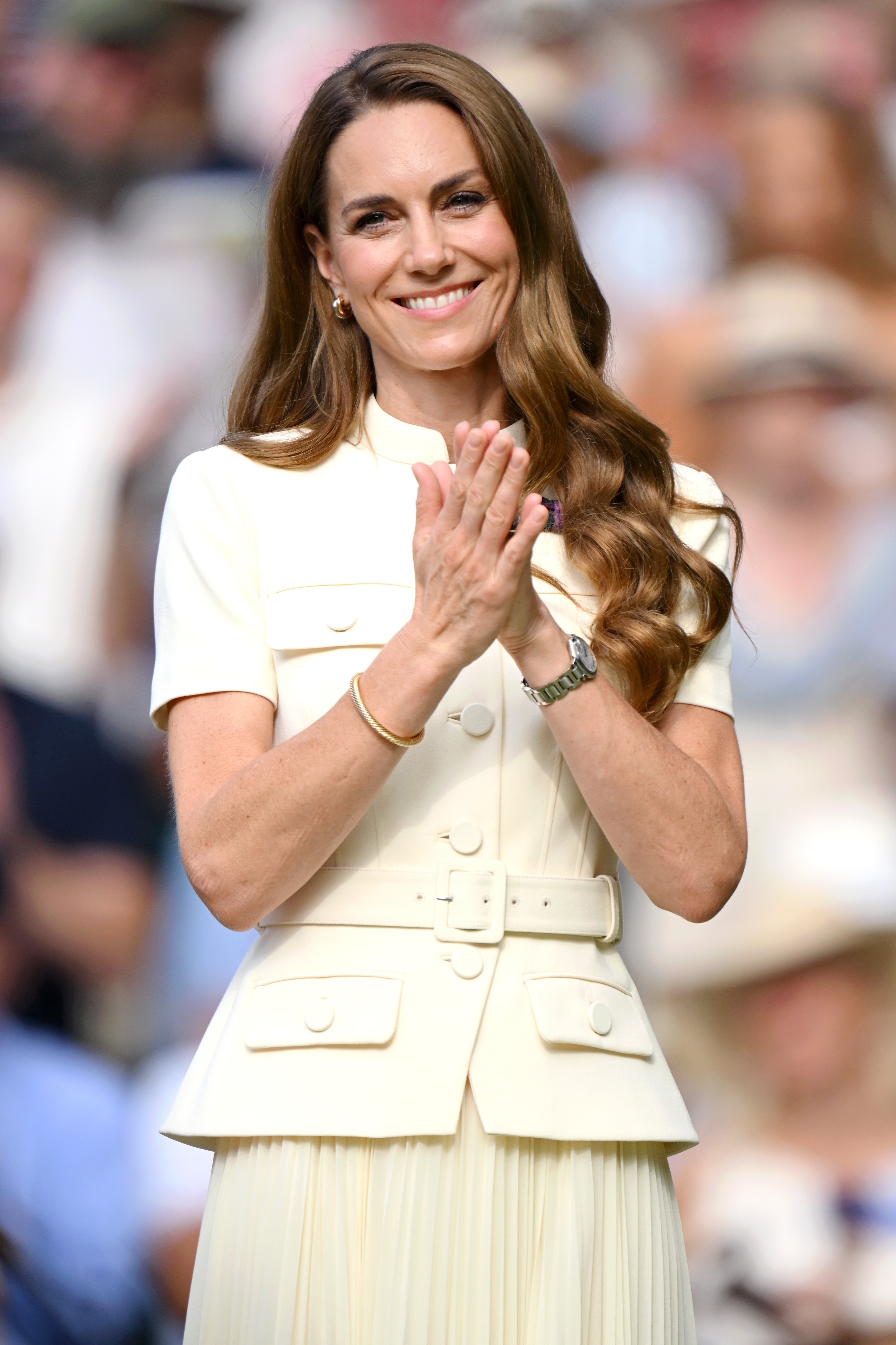 Catherine, Princess of Wales, on day 13 of the Wimbledon Championships at the All England Lawn Tennis and Croquet Club on July 12, 2025, in London. | Source: Getty Images