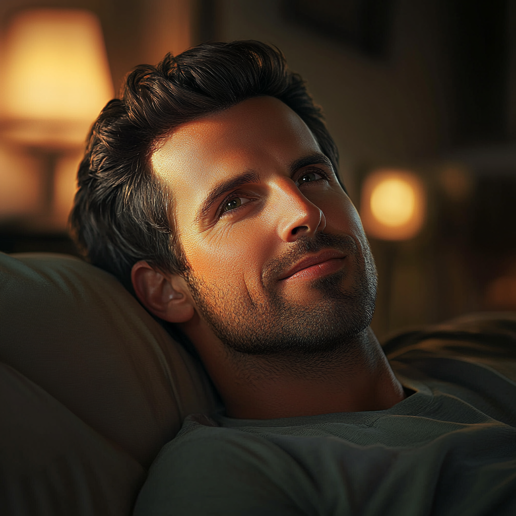 A man lying in his bed and smiling | Source: no source