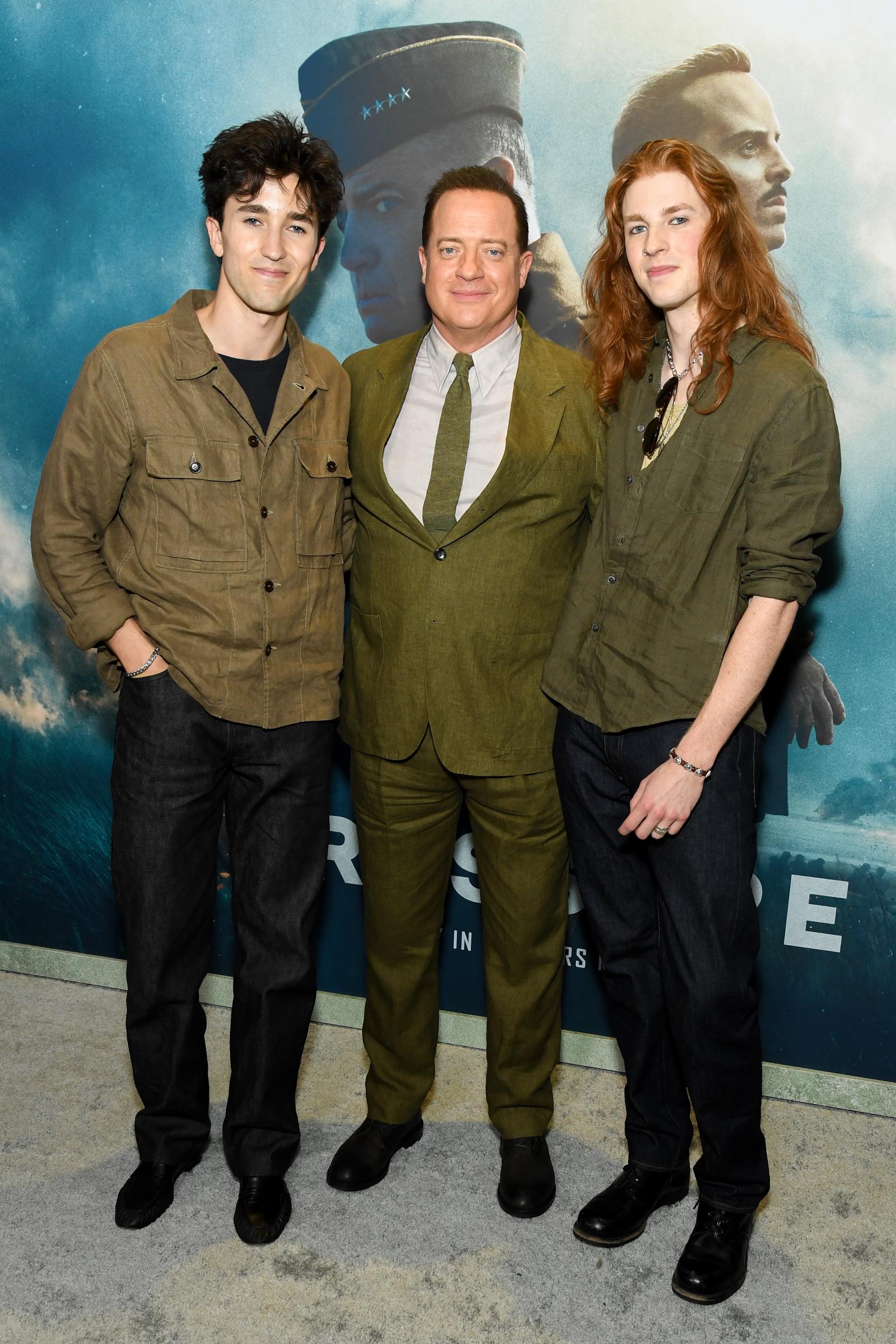 Griffin Arthur, Brendan, and Leland Francis Fraser at "Pressure" New York Premiere held at AMC Lincoln Square 13 on May 26, 2026. | Source: Getty Images