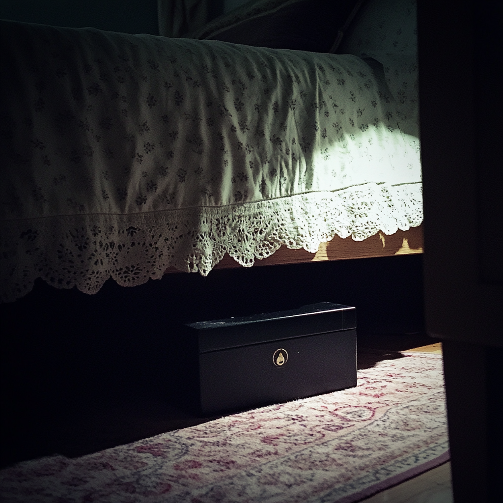 A black box under a bed | Source: No source