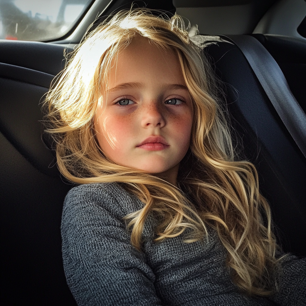 A little girl sitting in a car | Source: No source