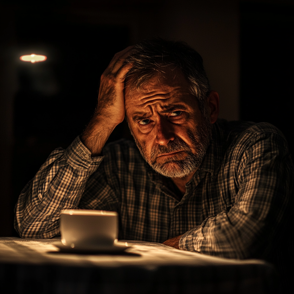 A sad middle-aged man | Source: No source