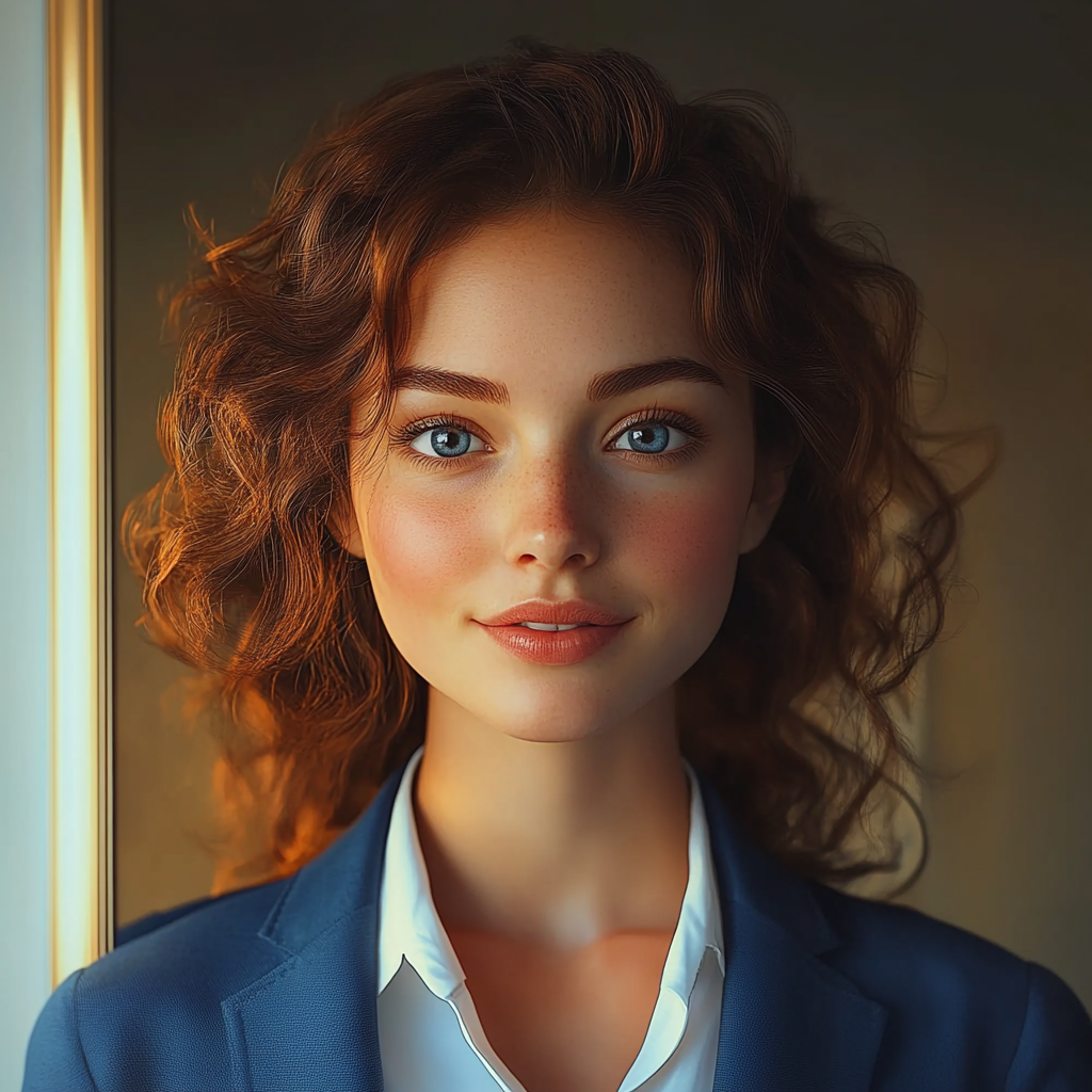 A cheerful woman in a blue blazer | Source: no source