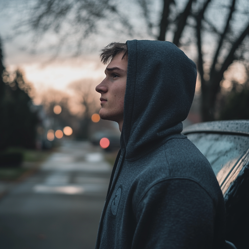 A young man standing next to his car | Source: No source