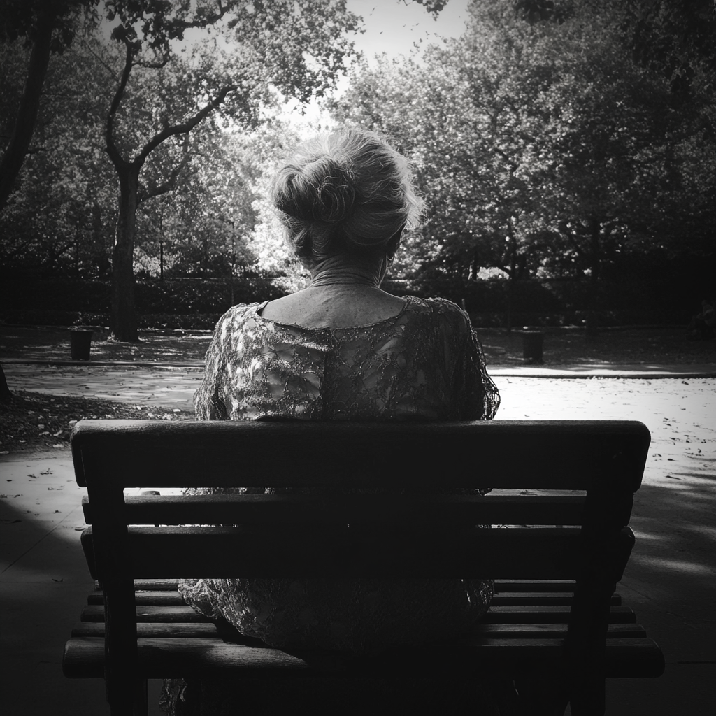 A woman sitting on a park bench | Source: No source