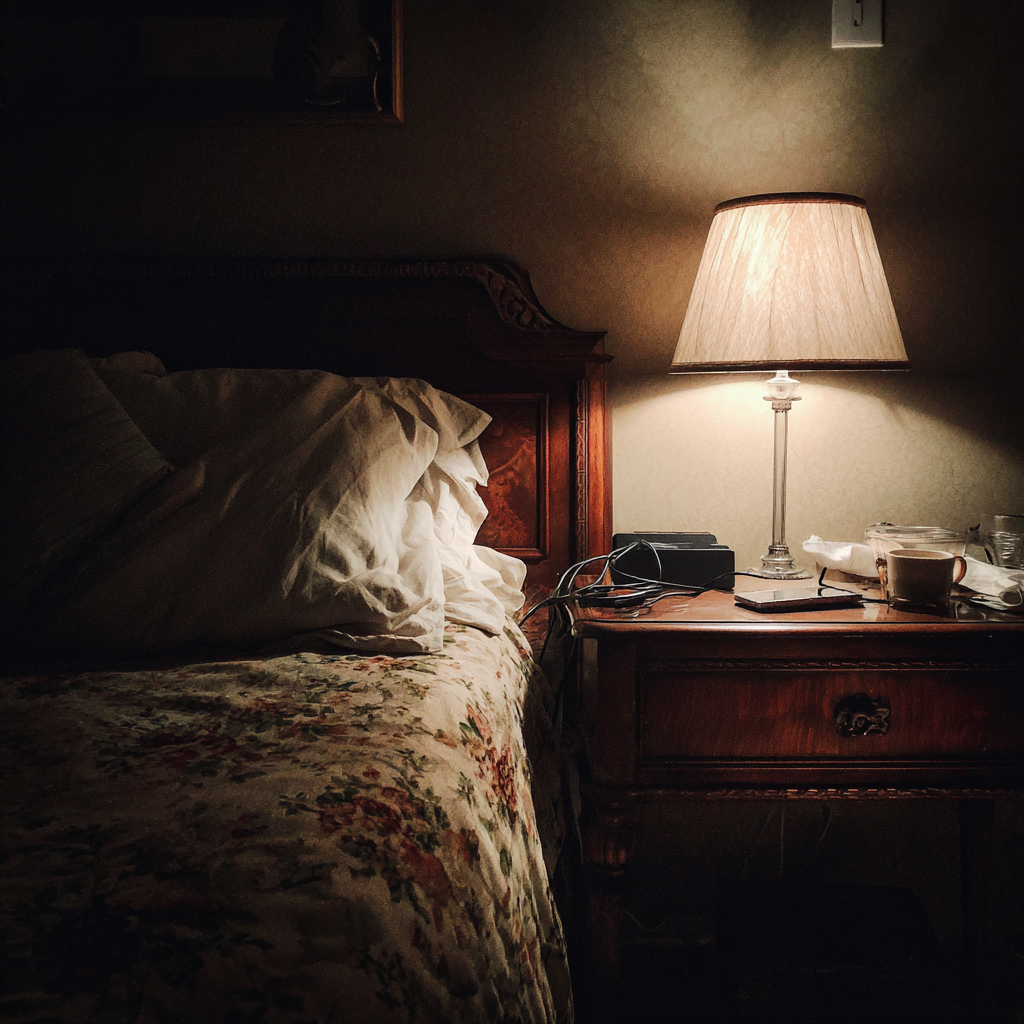 A cellphone on a nightstand | Source: no source