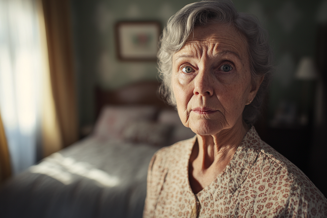 An older woman standing in a bedroom | Source: No source