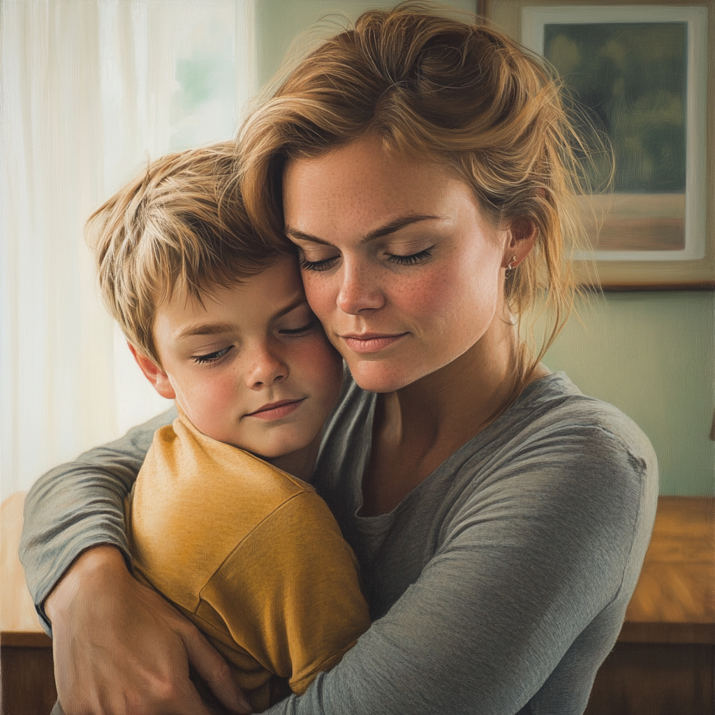 A woman hugging her little boy | Source: no source