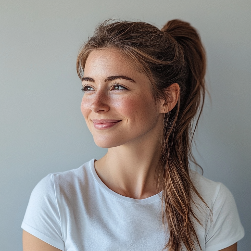 A side profile of a smiling woman | Source: No source
