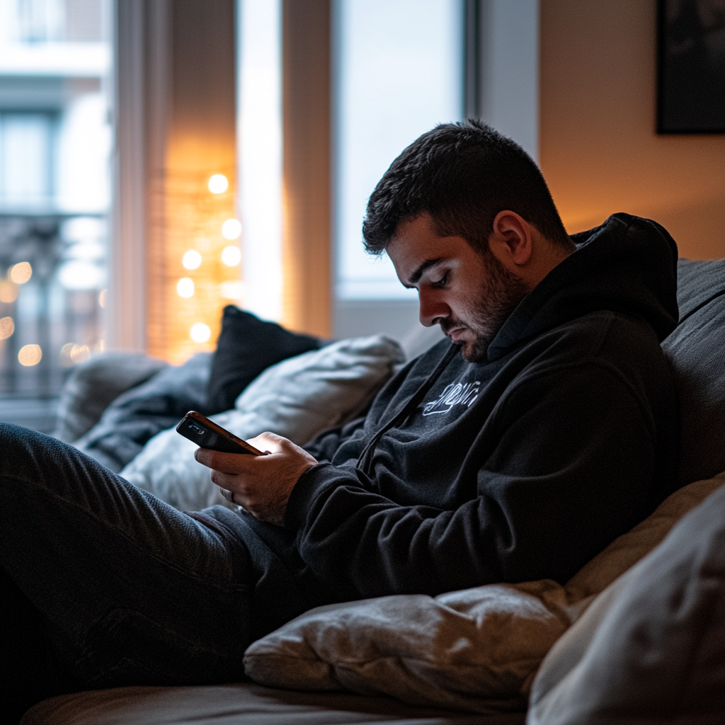 A bored man on his phone | Source: No source