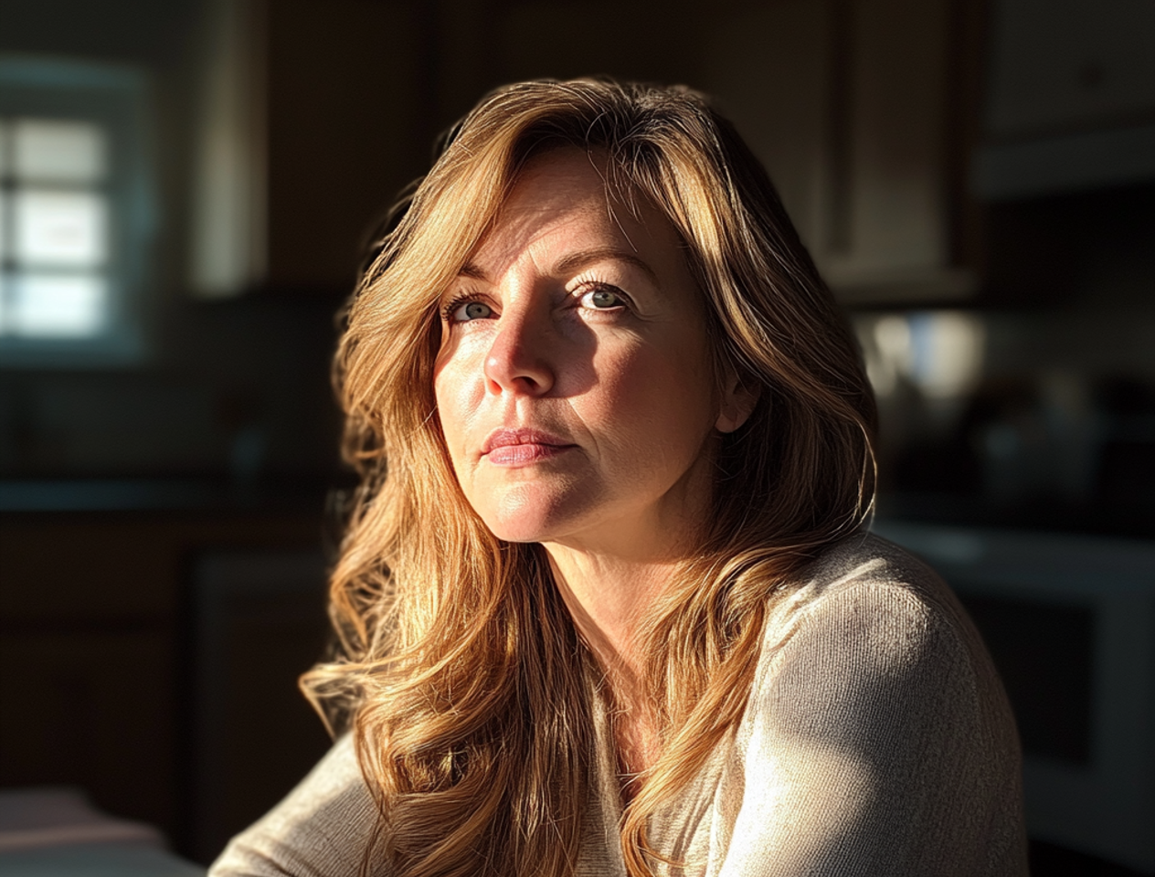 A woman sitting at a kitchen table | Source: No source