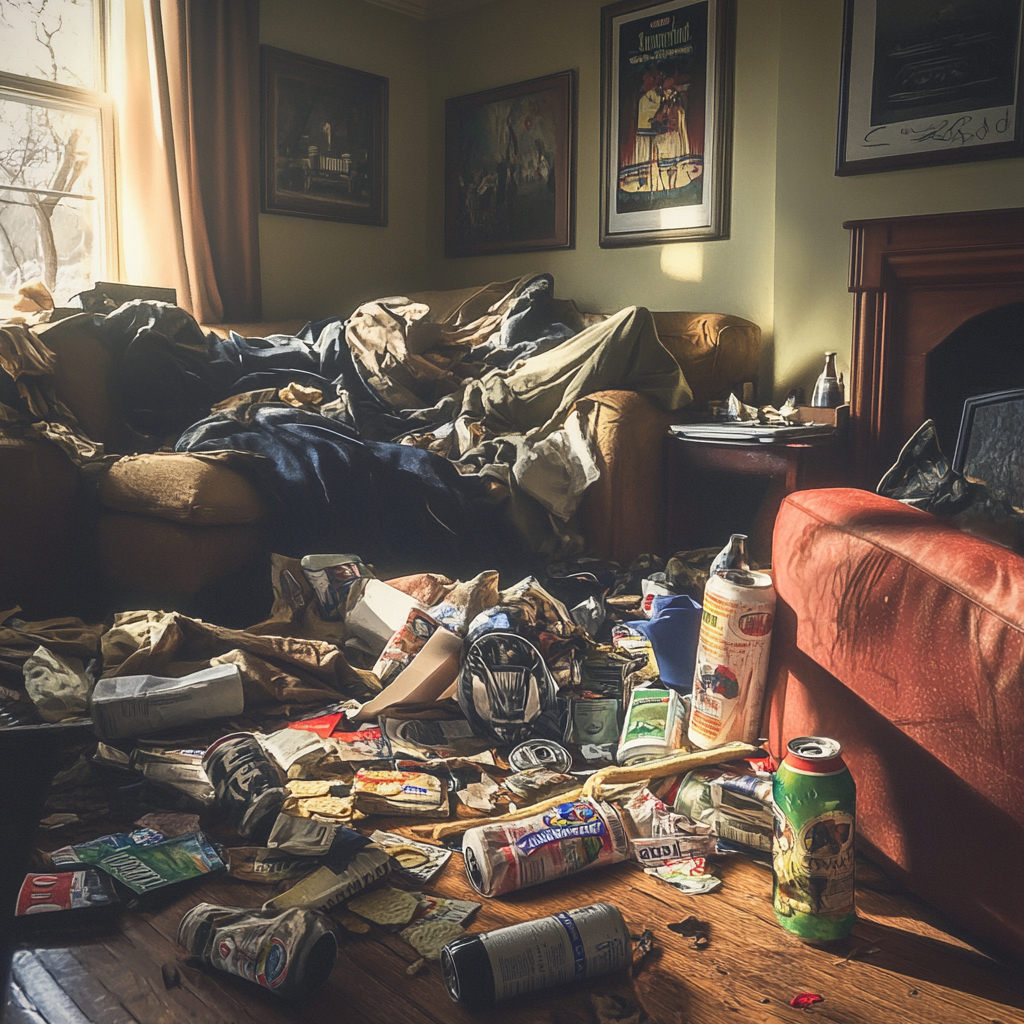 A messy living room | Source: No source