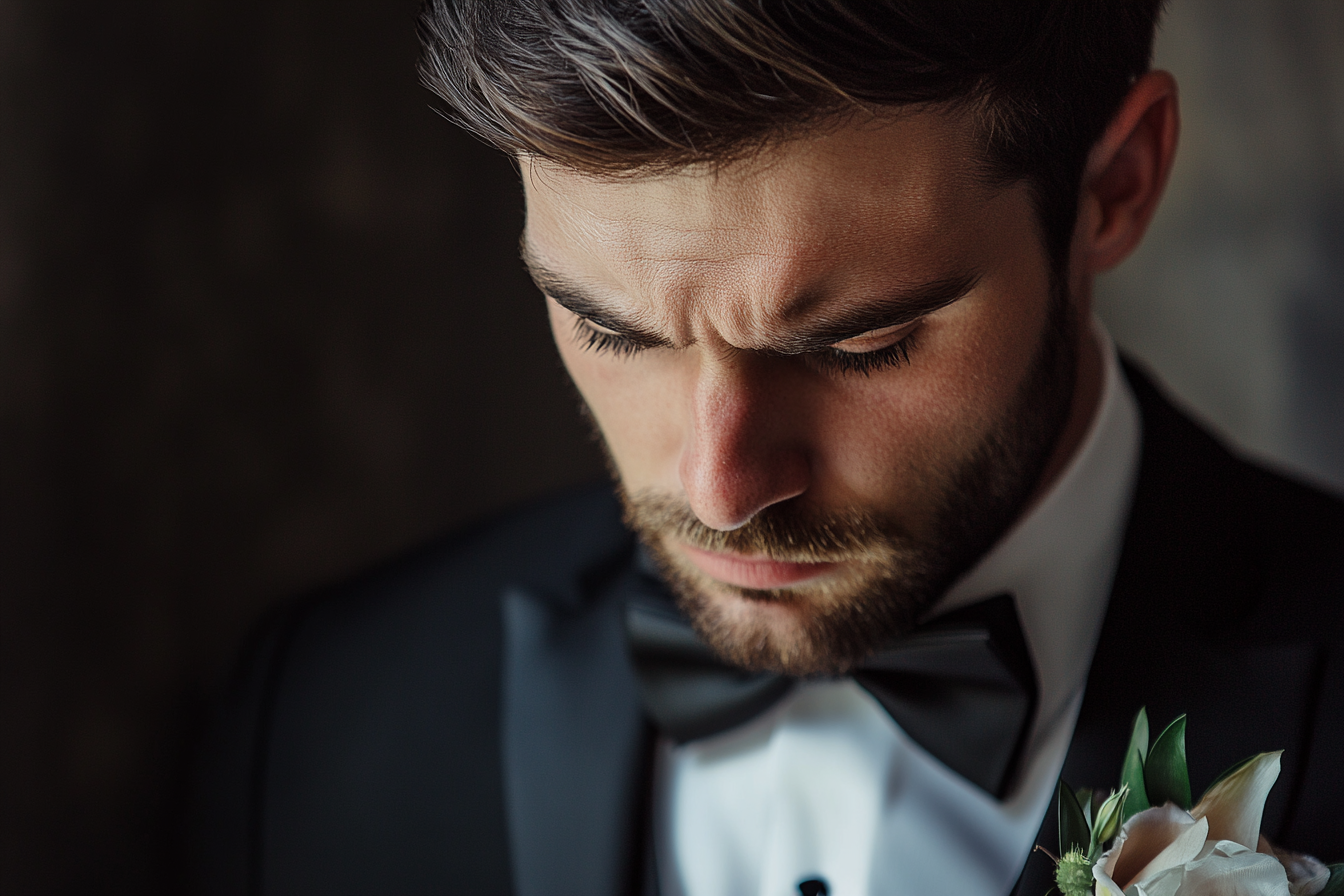 A groom hanging his head | Source: no source