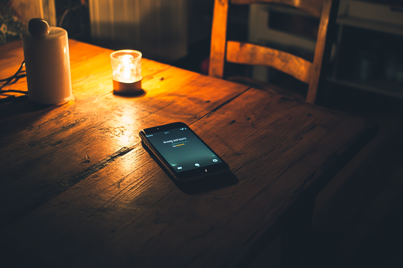 A phone on a kitchen table with a notification | Source: No source