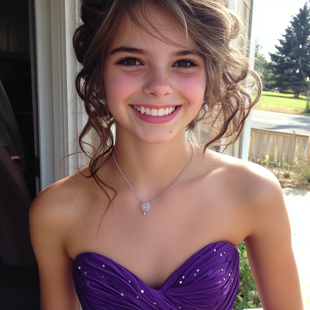 A smiling teenage girl dressed for prom | Source: No source
