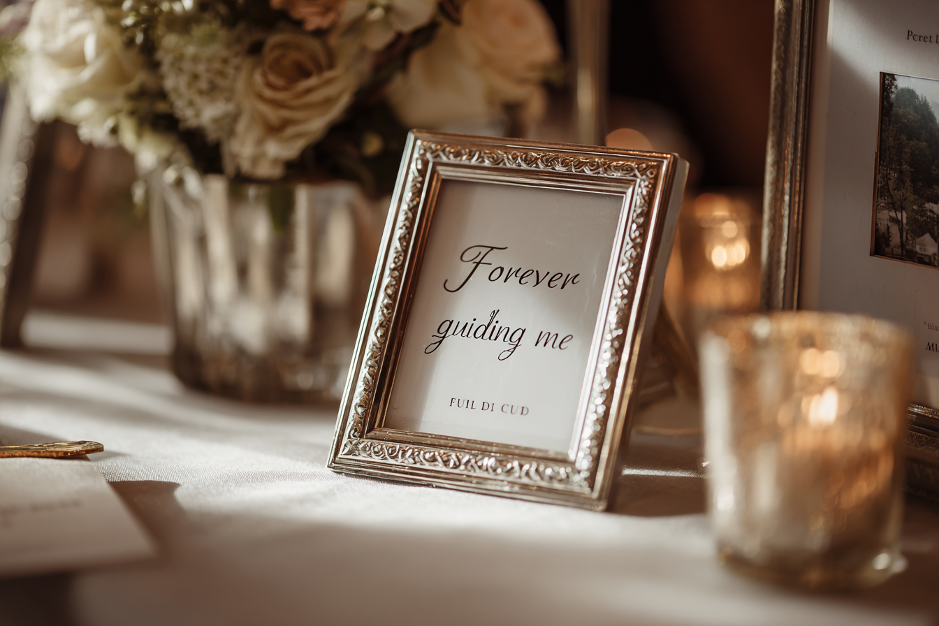A frame with the words, "Forever guiding me" | Source" No source