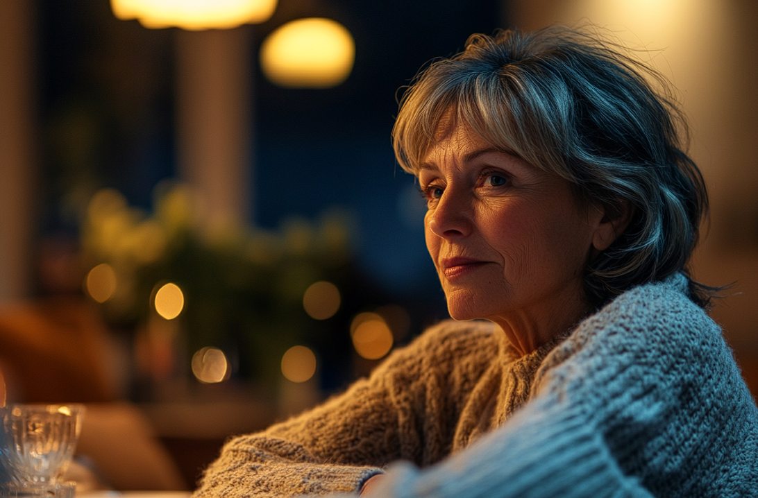 A woman staring at someone during dinner | Source: no source