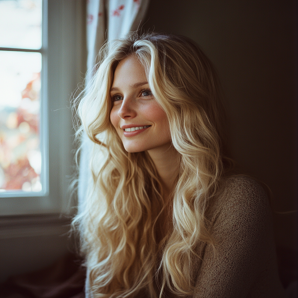A smiling woman in her room | Source: no source