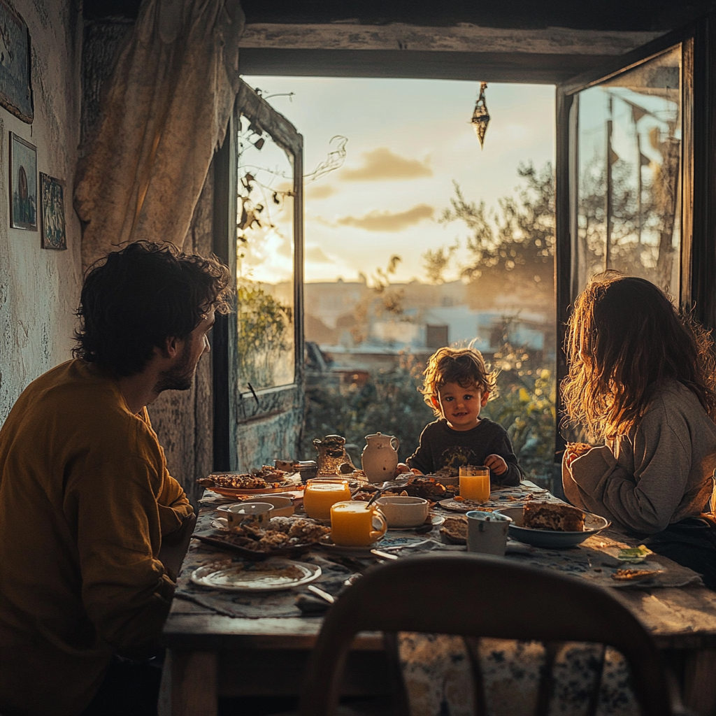 Young family having breakfast | Source: No source