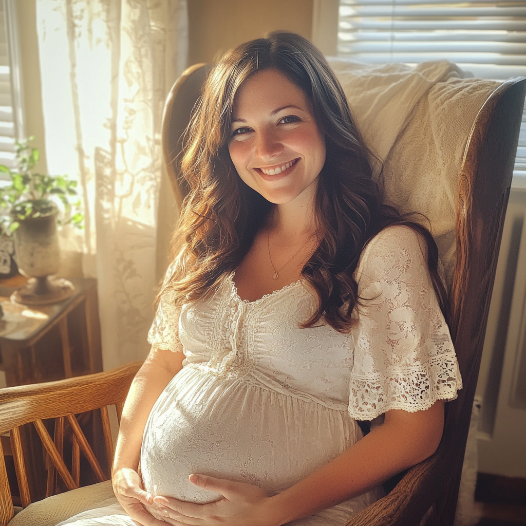 A smiling woman sitting in a rocking chair | Source: No source