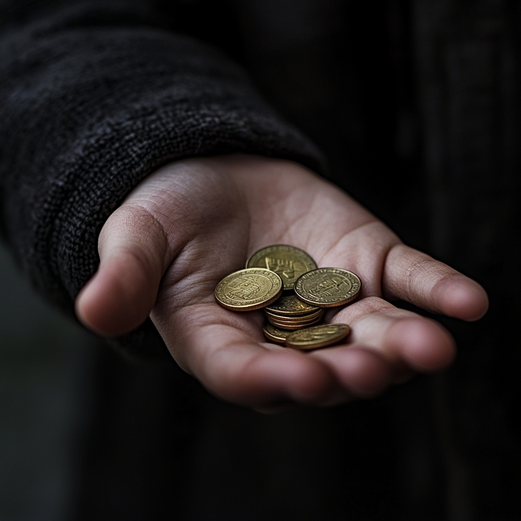 A boy's hand holding coins | Source: No source