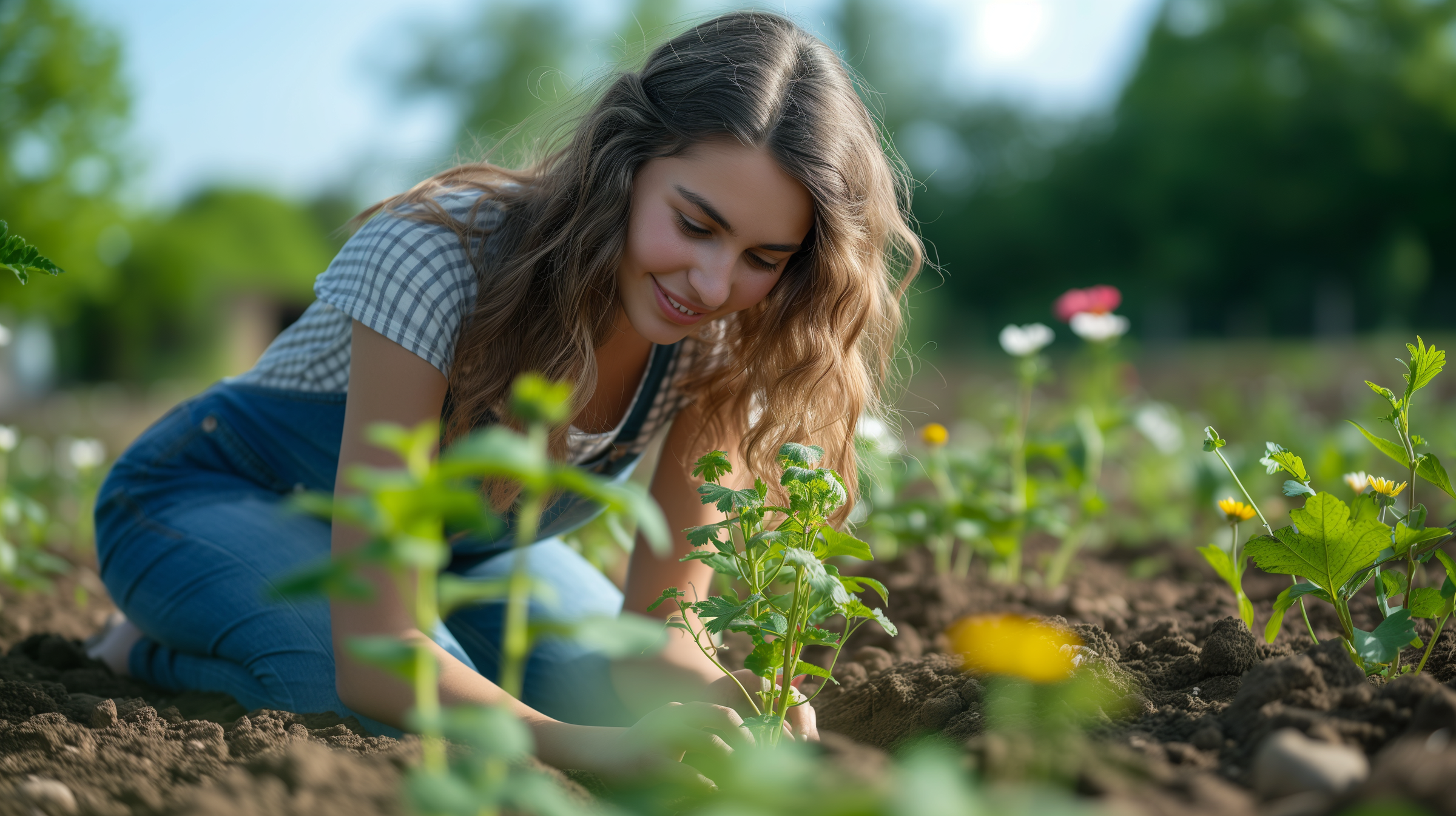 A young woman planting | Source: No source