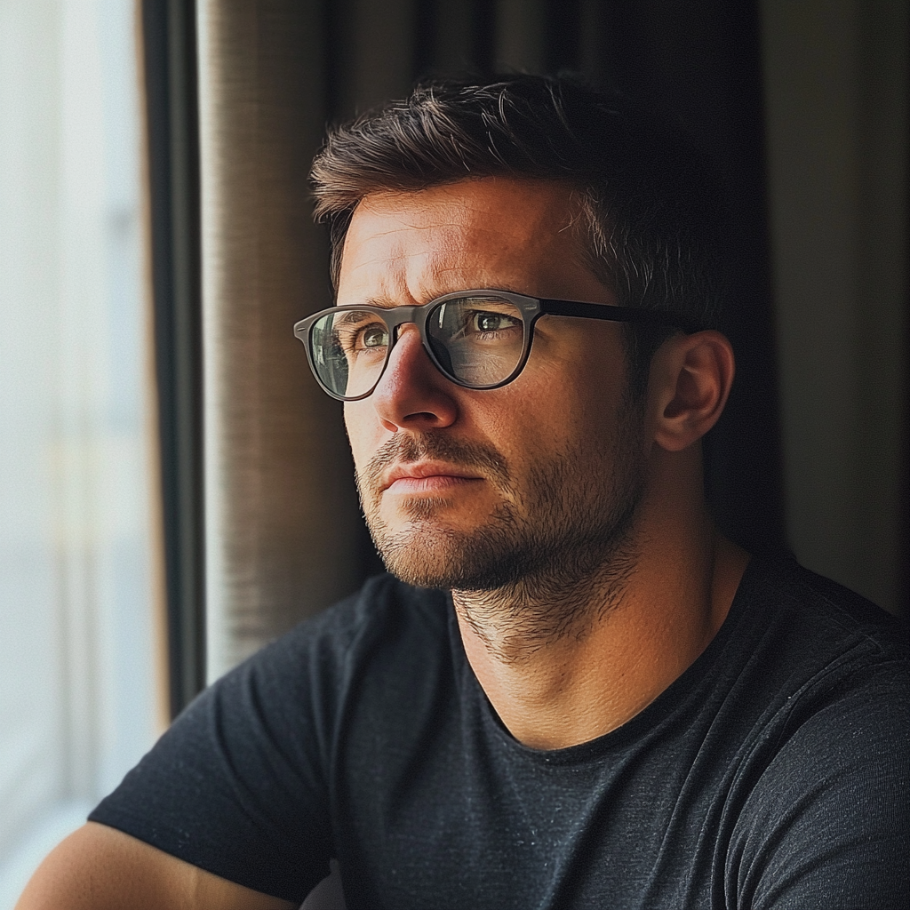 A man sitting by a window | Source: No source