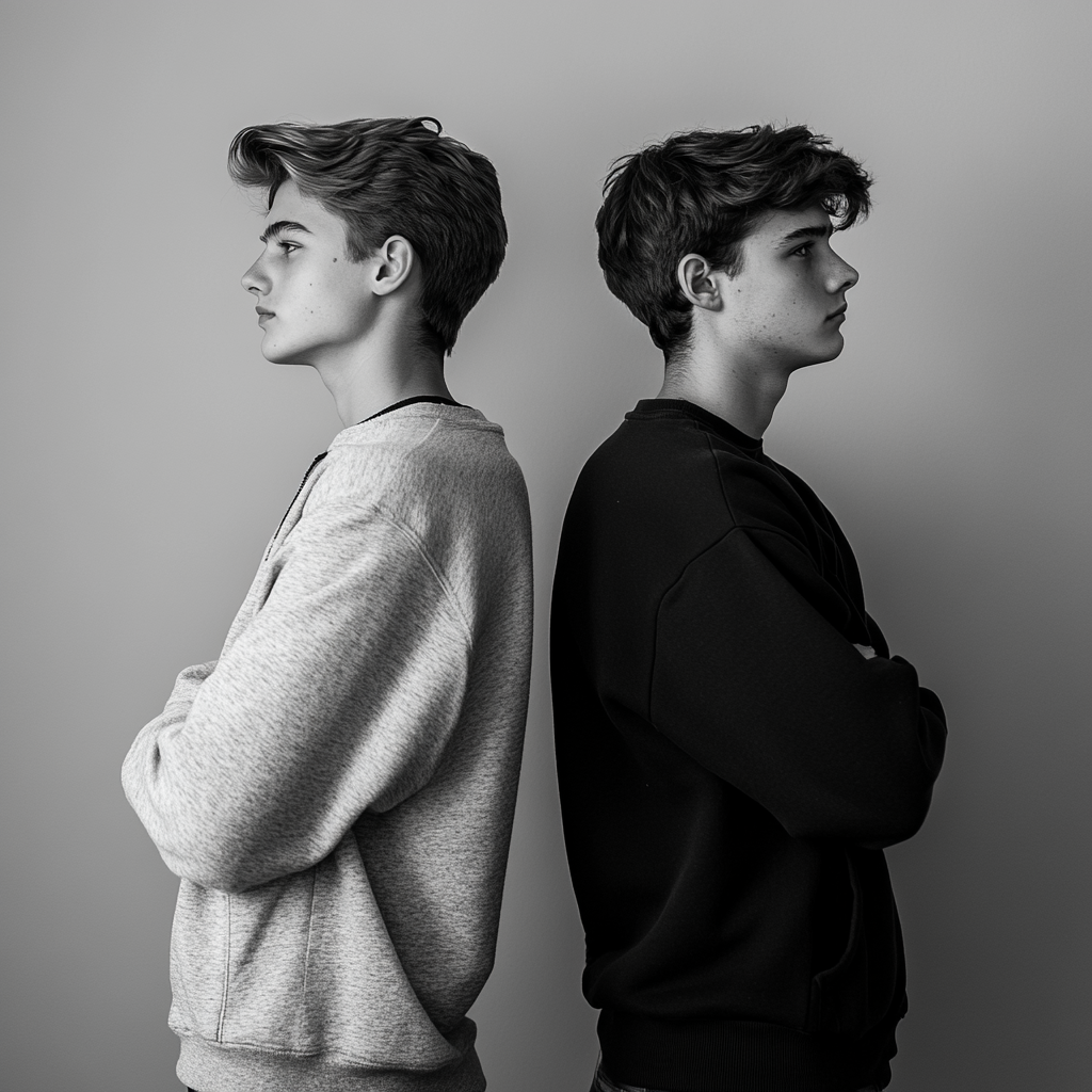 Two brothers standing back to back | Source: no source