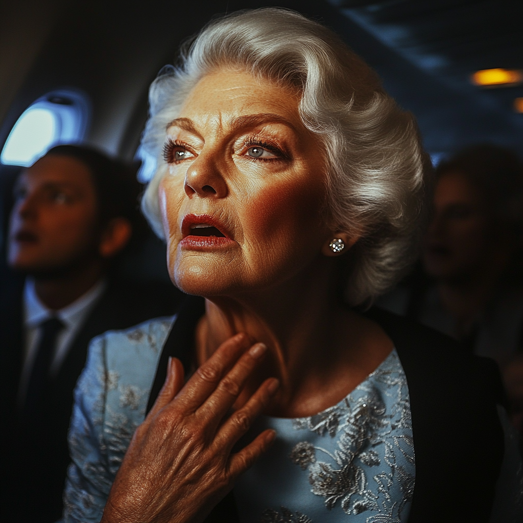 A senior woman experiencing discomfort on a flight | Source: no source