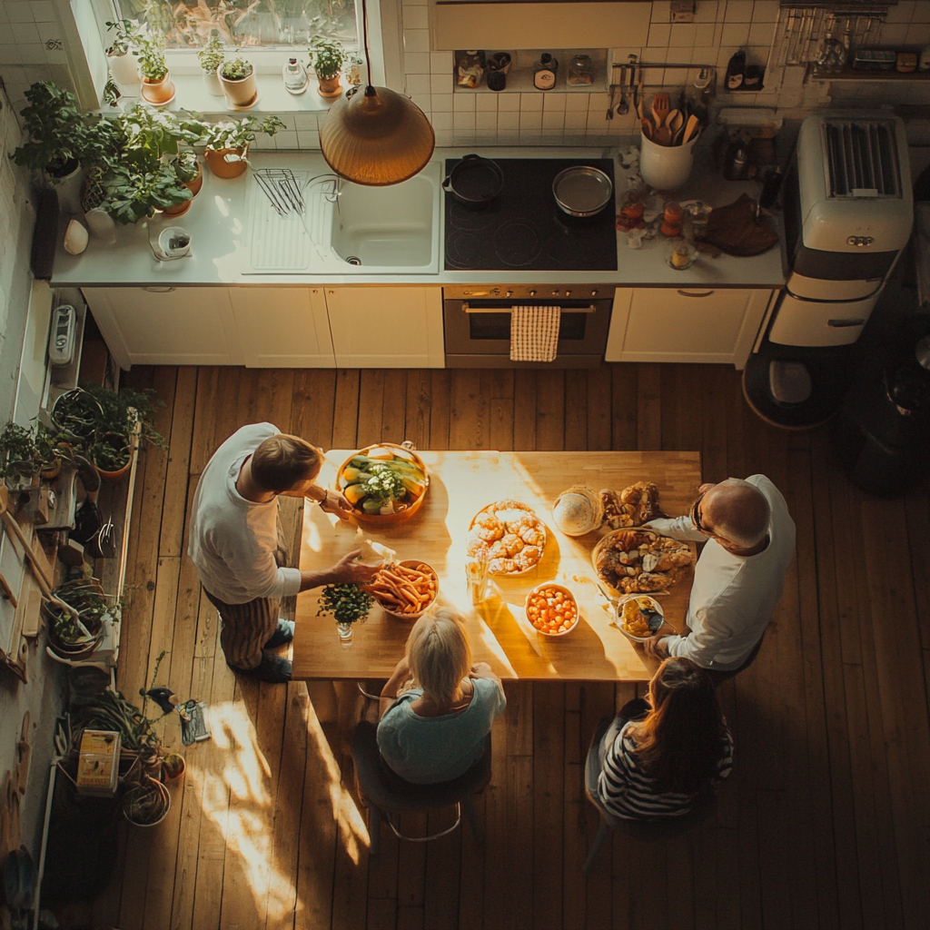 Family setting dinner on the table | Source: No source