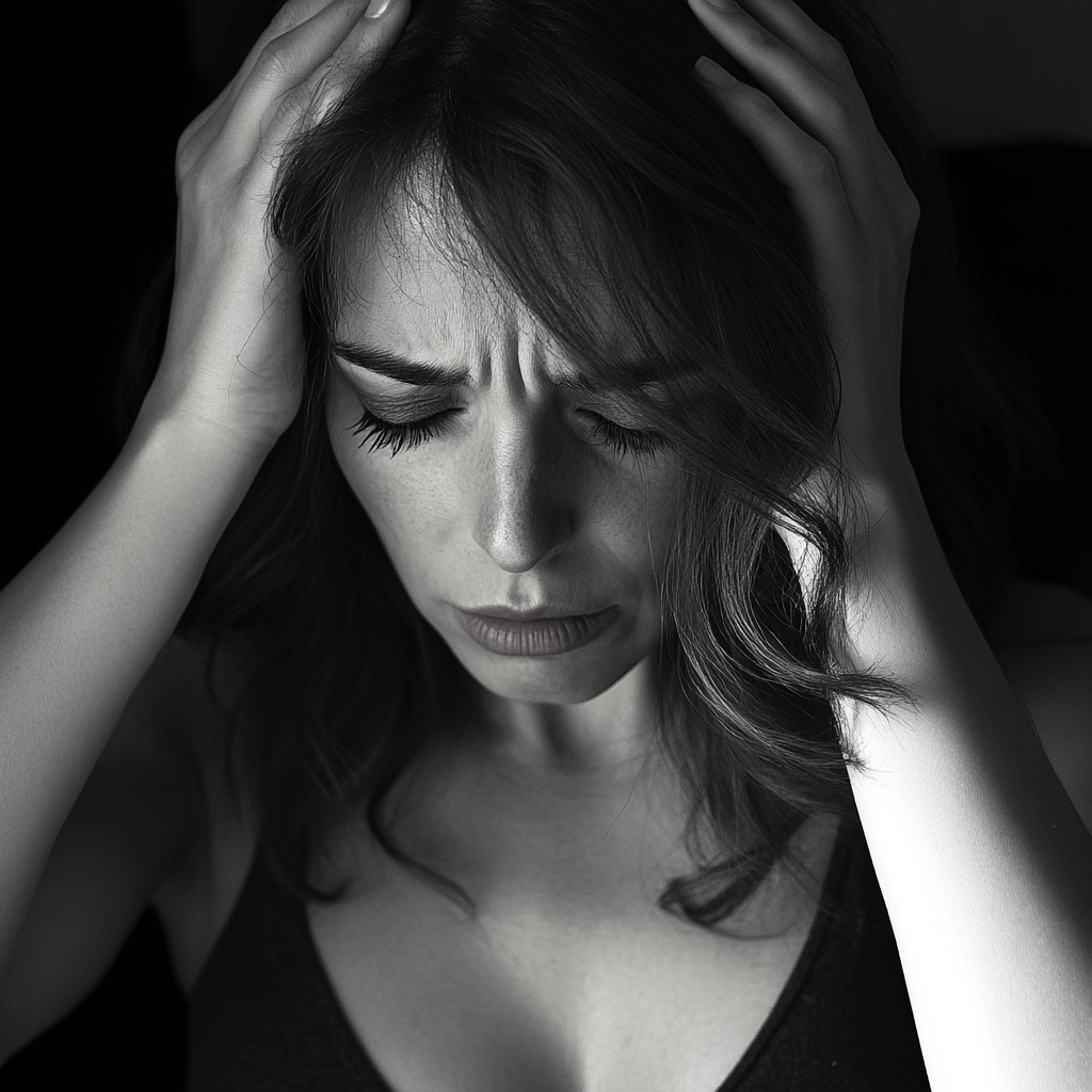 An upset woman holding her head | Source: No source