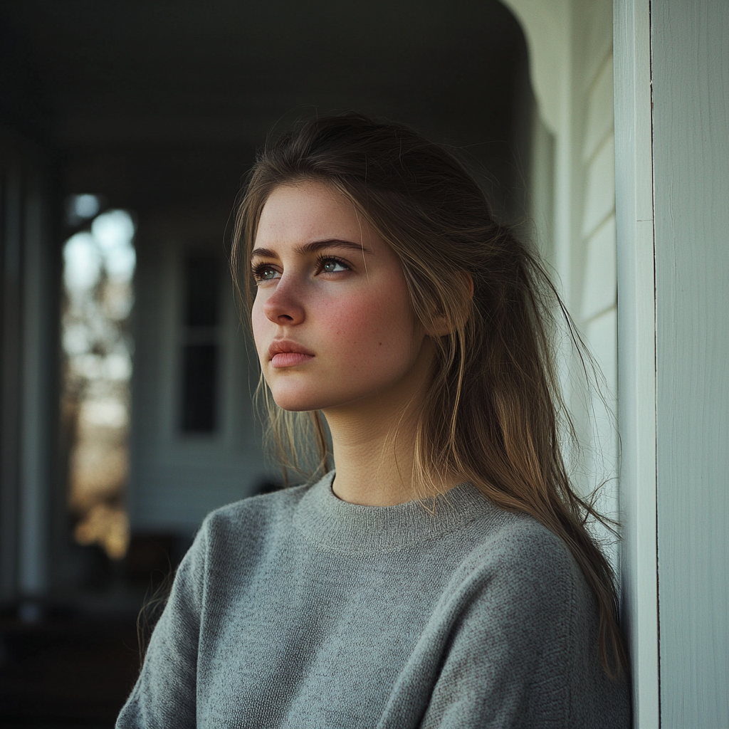 A suspicious woman on her porch | Source: no source